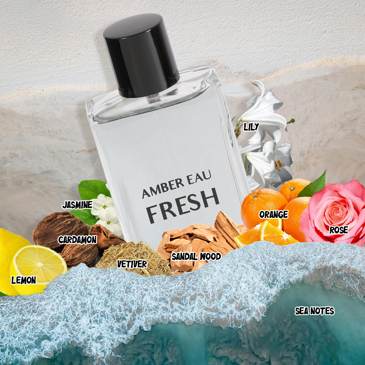 Amber Eau Fresh Spray Cologne Eau De Parfum For Men - 100ML/3.3 FL.OZ.
