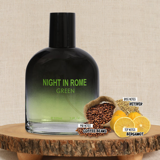 Night In Rome Green Spray Cologne Eau De Toilette For Men - 100ML/3.3 FL.OZ.