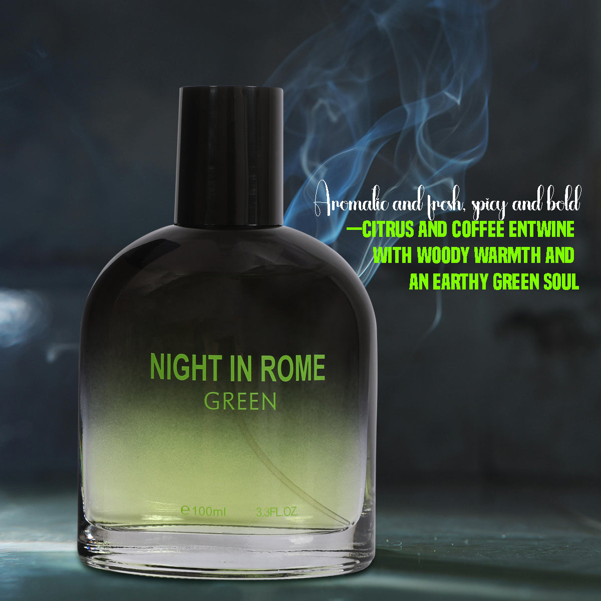 Night In Rome Green Spray Cologne Eau De Toilette For Men - 100ML/3.3 FL.OZ.