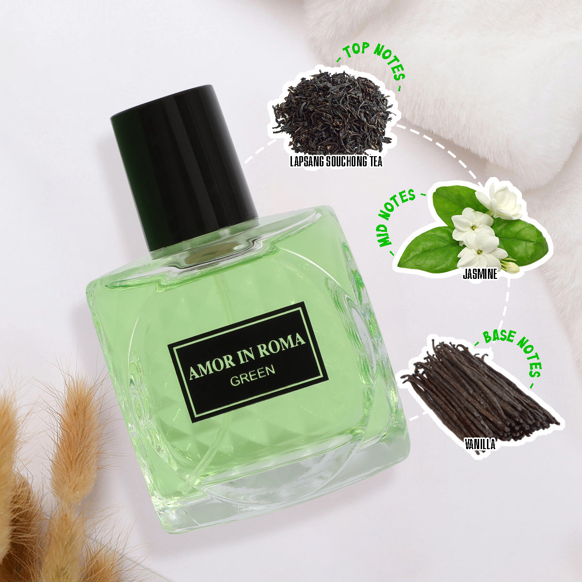 Amor In Roman Green Spray Perfume Eau De Parfum For Women - 100ML/3.3 FL. OZ.