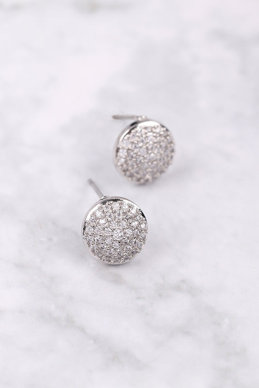 Cubic Zirconia Pave Round Shape Stud Earrings