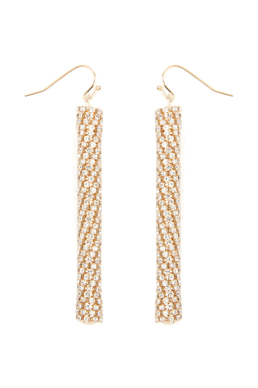 Cubic Zirconia Tube Drop Earrings