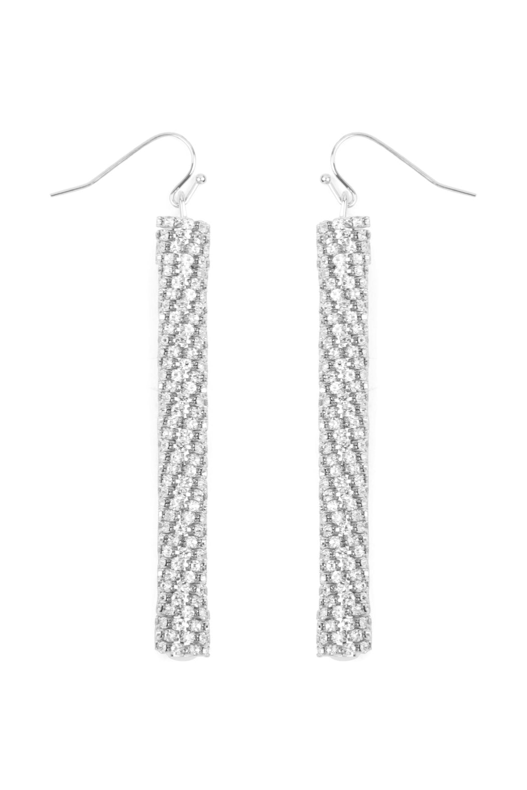 Cubic Zirconia Tube Drop Earrings