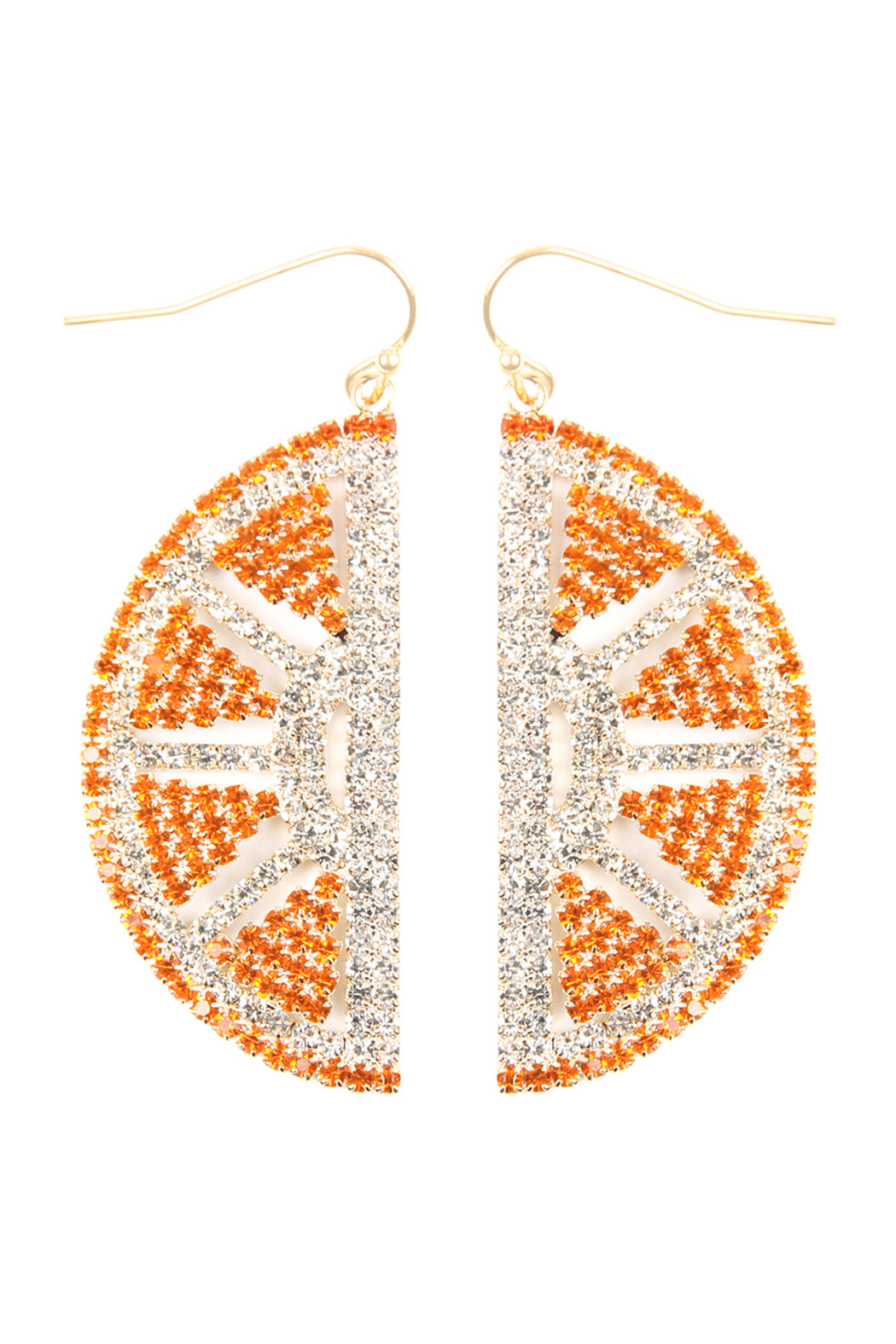 Suede Crystal Slice Orange Drop Earrings