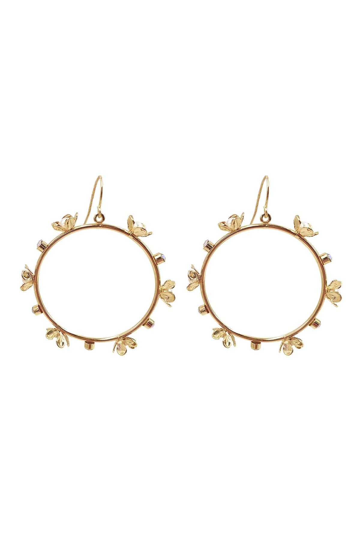 Flower Pearl Rhinestone Earrings
