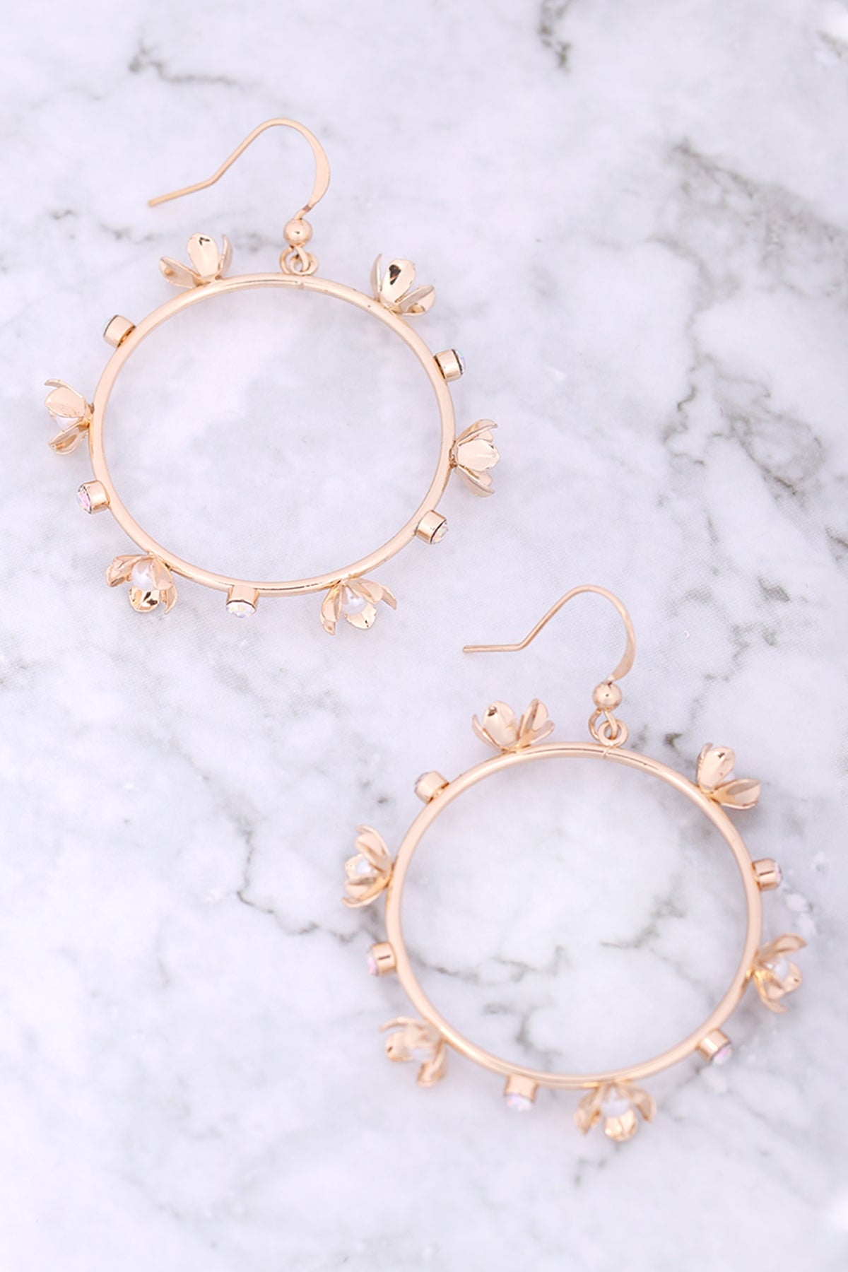 Flower Pearl Rhinestone Earrings