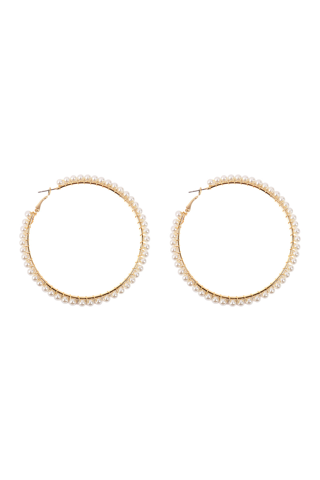 Hoop Pearl Wired Earrings White Gold