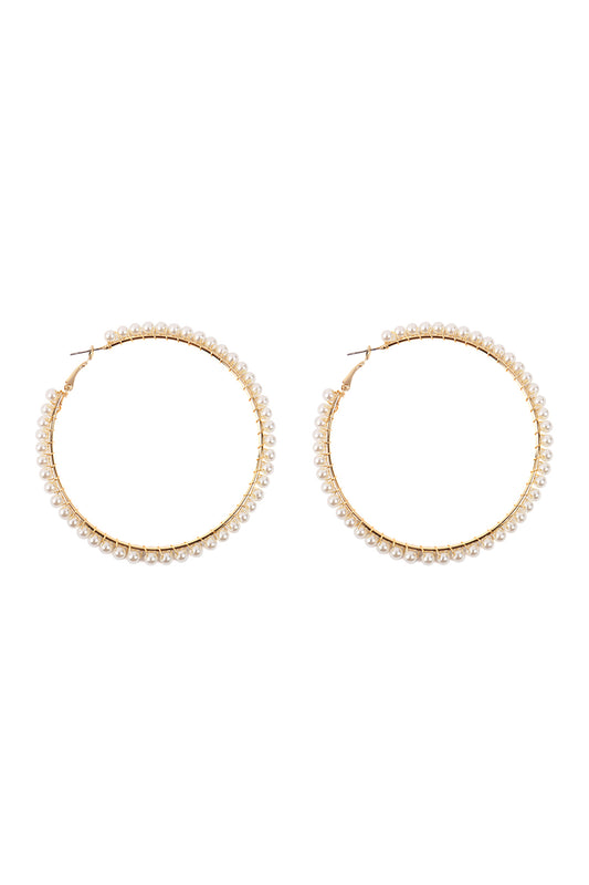 Hoop Pearl Wired Earrings White Gold