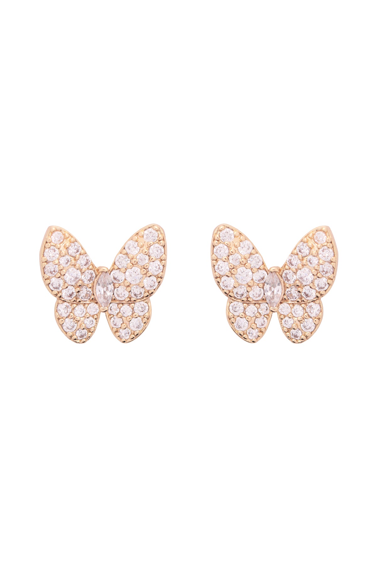 Cubic Zirconia Pave Butterfly Stud Earrings