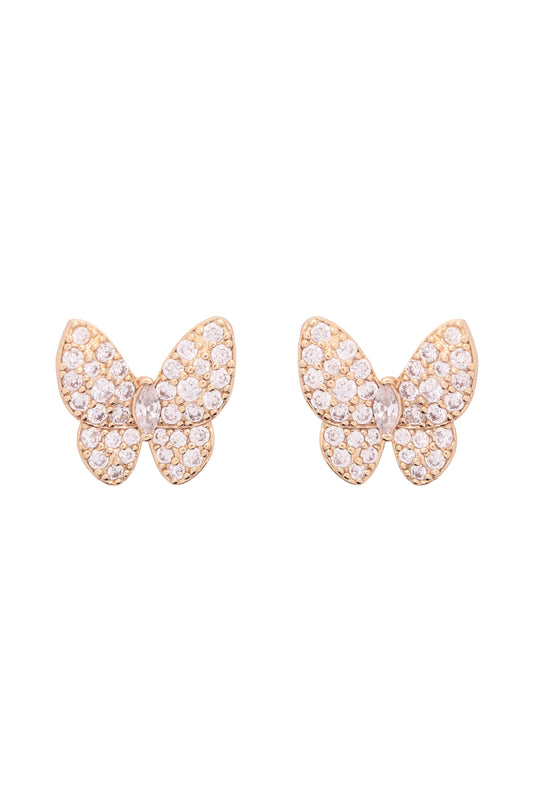 Cubic Zirconia Pave Butterfly Stud Earrings