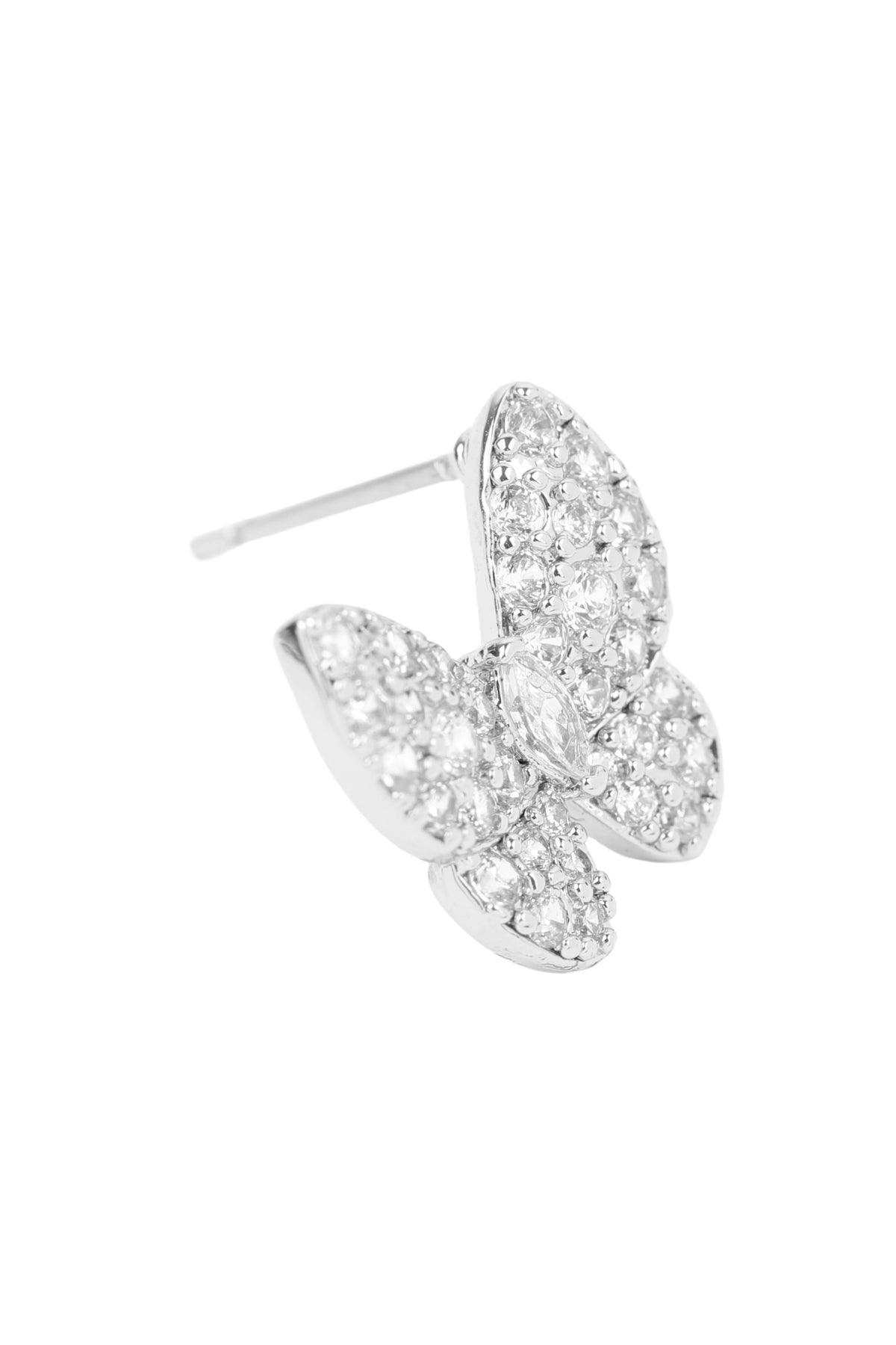Cubic Zirconia Pave Butterfly Stud Earrings