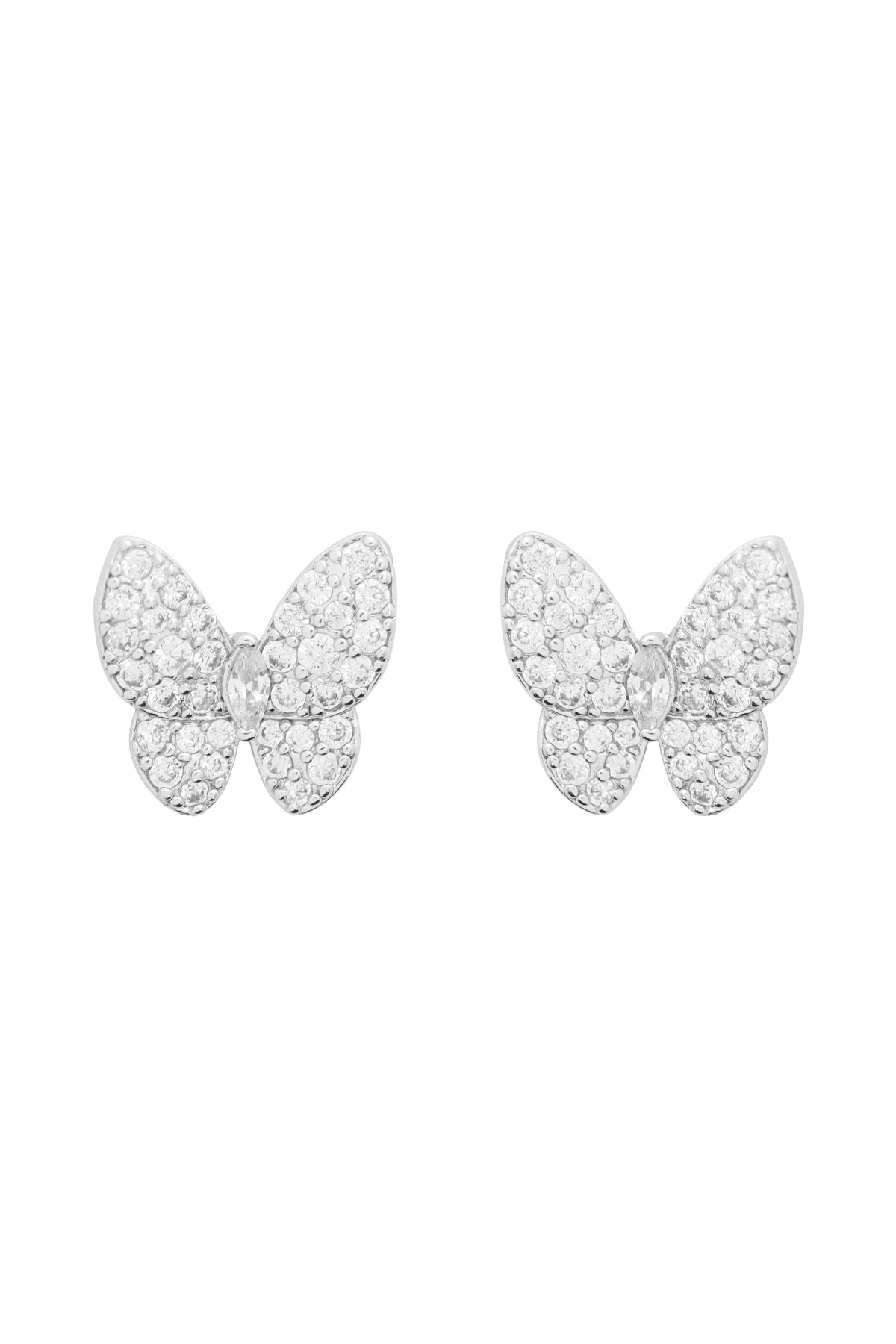 Cubic Zirconia Pave Butterfly Stud Earrings