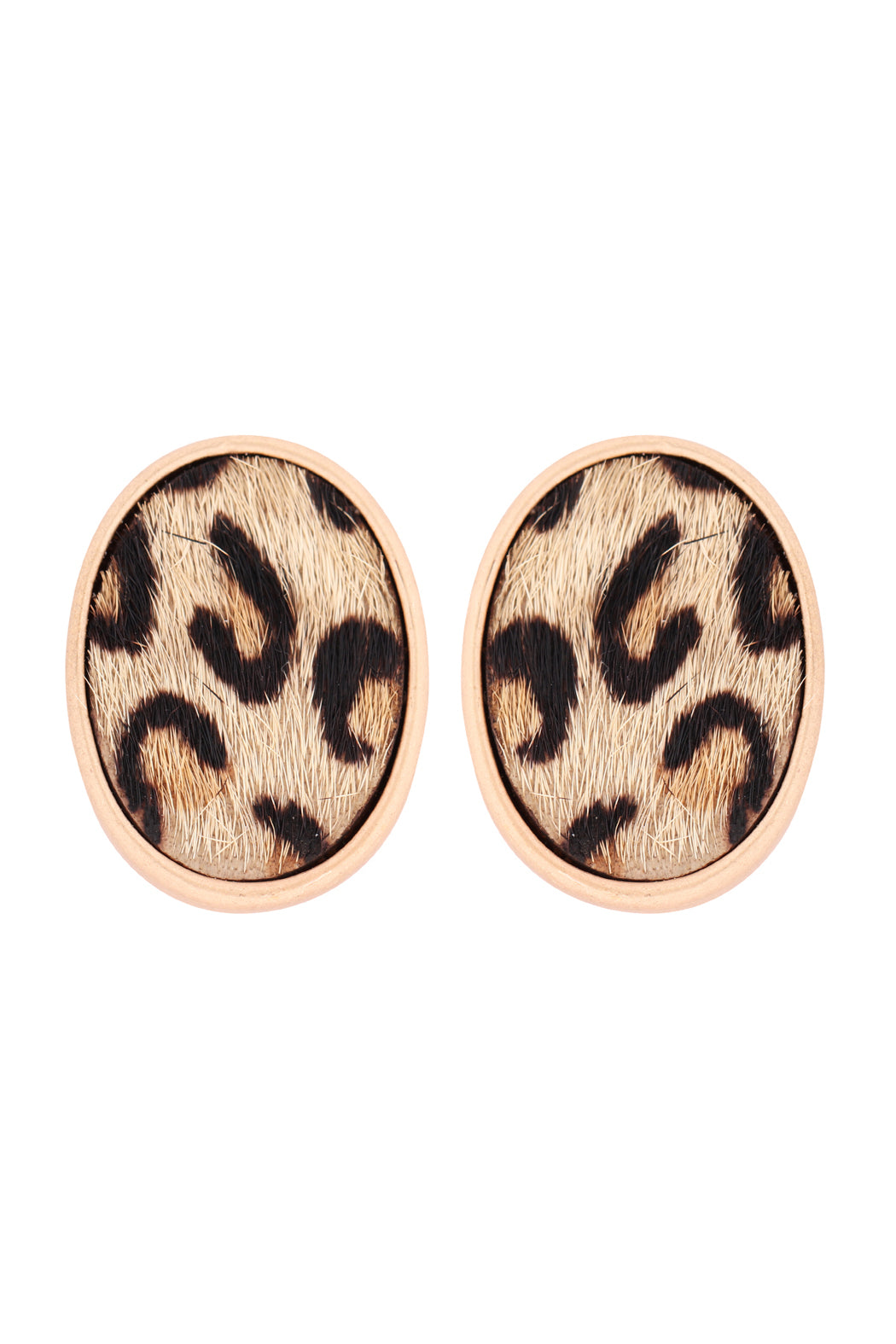 Oval Shape Leopard Print Earrings