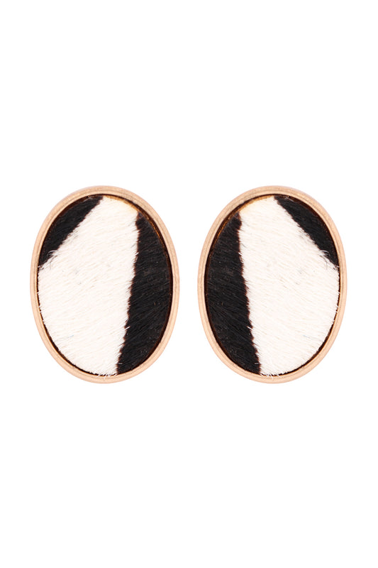 Oval Shape Leopard Print Earrings