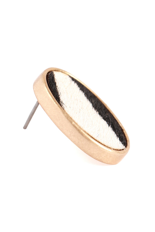 Oval Shape Leopard Print Earrings