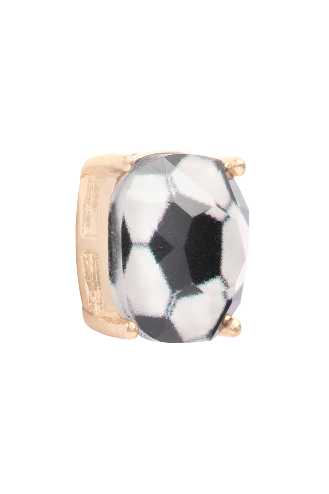 Sports Cushion Cut Soccer Stud Earrings