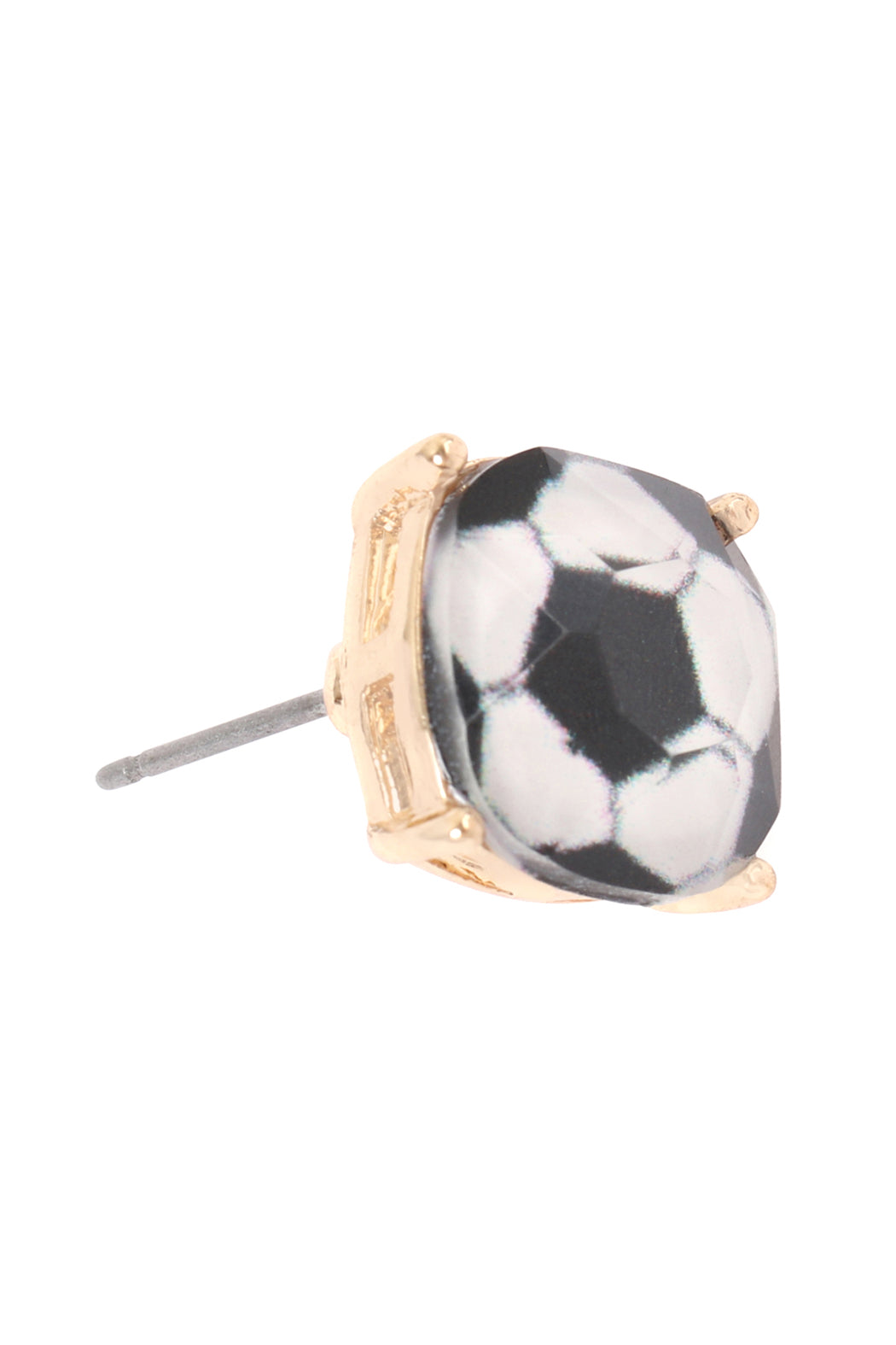 Sports Cushion Cut Soccer Stud Earrings