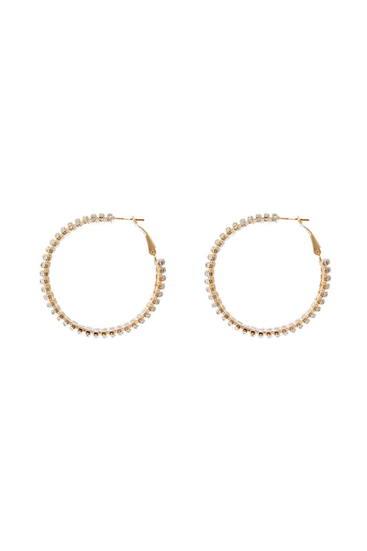 Rhinestone Line Hoop Earrings Crystal