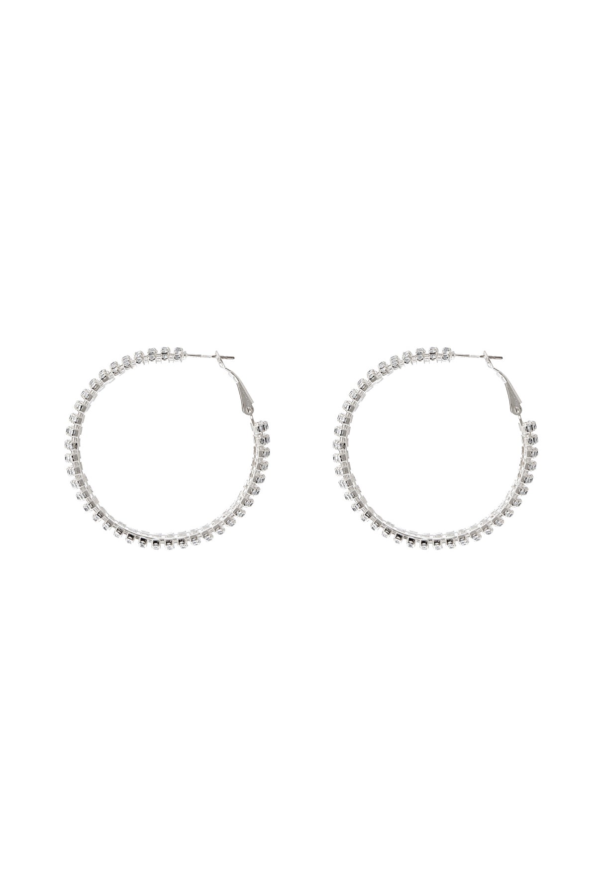 Rhinestone Line Hoop Earrings Crystal