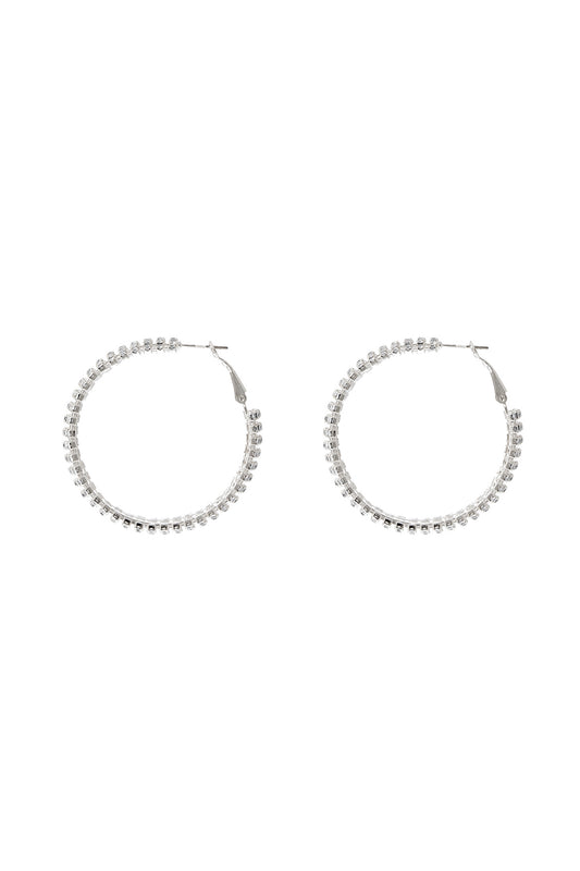 Rhinestone Line Hoop Earrings Crystal