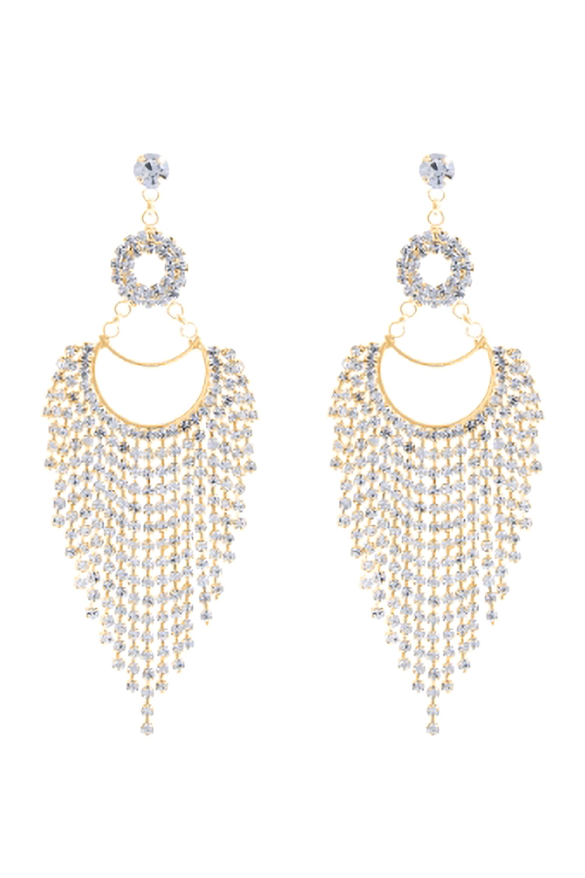 Circle Drop Fringe Cubic Zirconia Earrings
