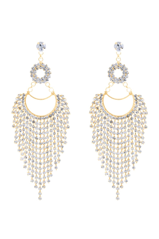 Circle Drop Fringe Cubic Zirconia Earrings