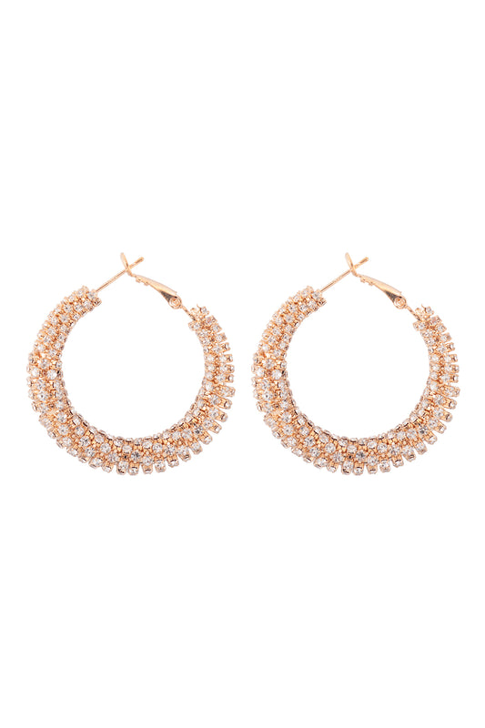 Crystal Wrapped Rhinestone Hoop Earrings Gold