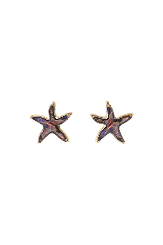 Starfish Abalone Post Charm Earrings Silver