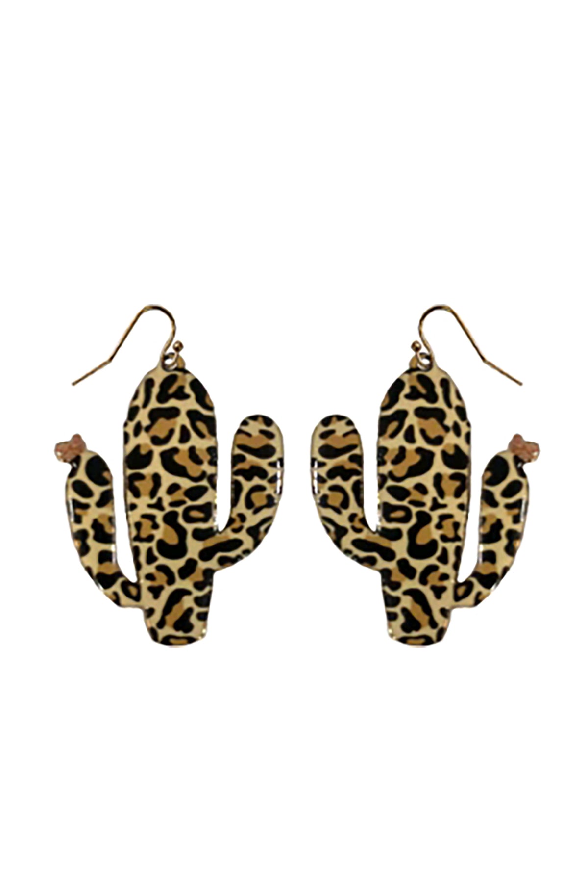 Cactus Print Drop Fish Hook Earrings