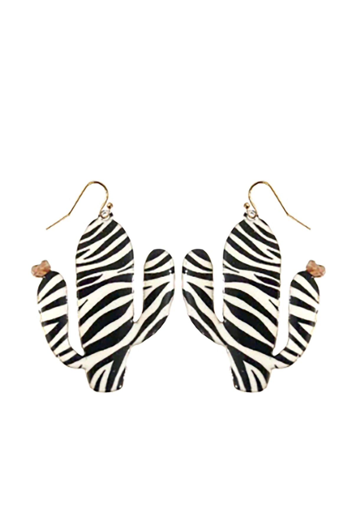 Cactus Print Drop Fish Hook Earrings