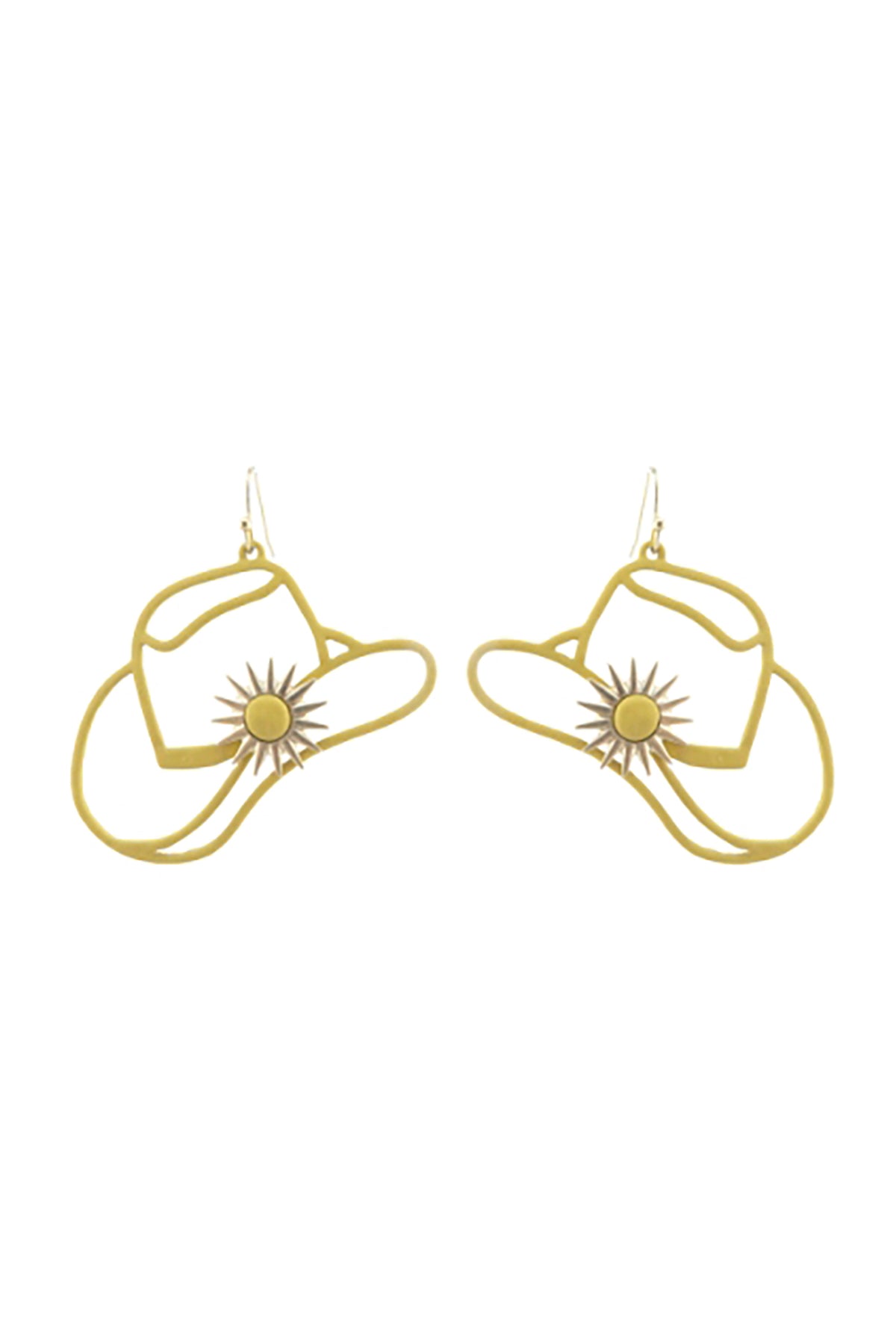 Western Cowboy Hat Filigree Drop Earrings