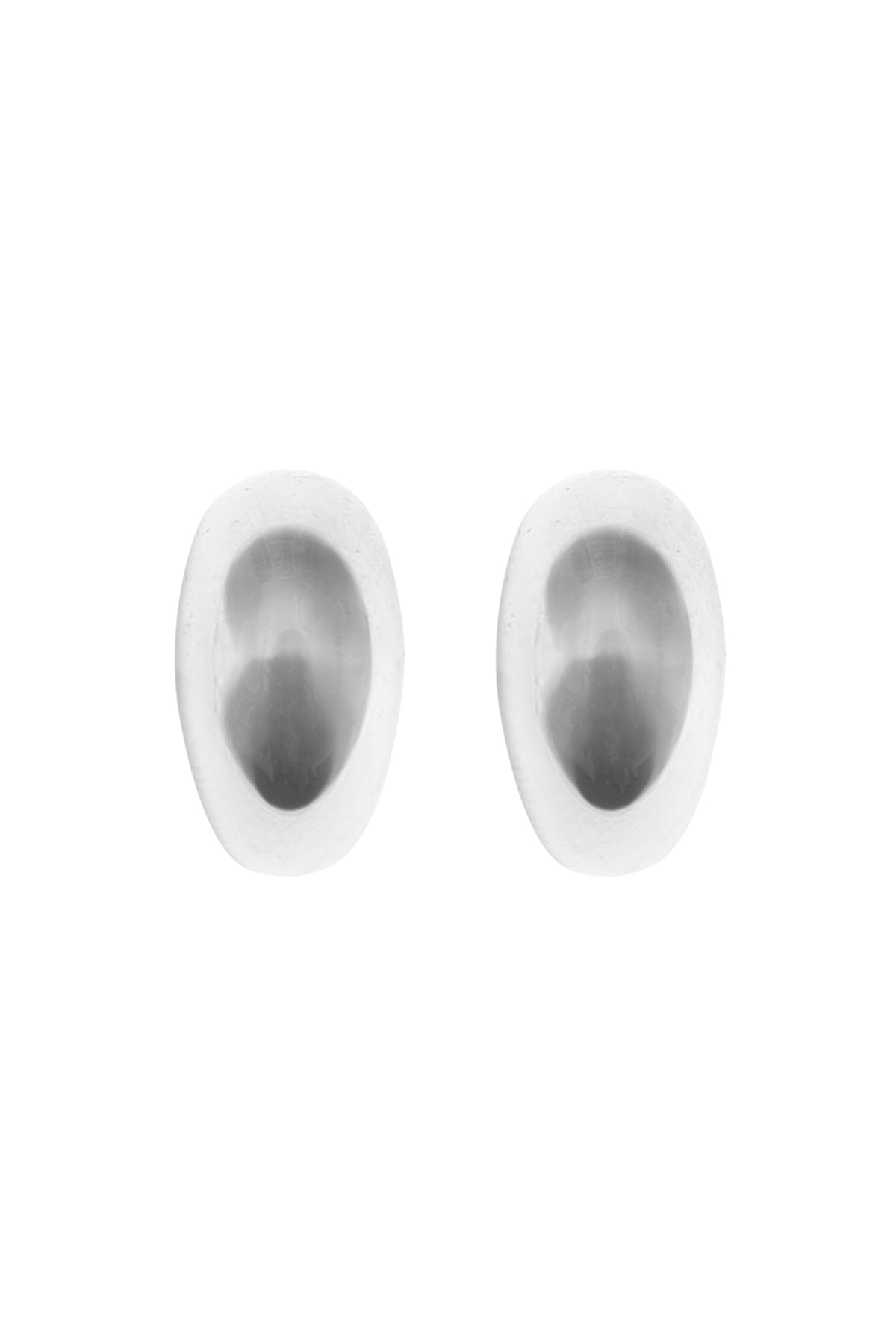 Puffy Bean Stud Earrings Silver