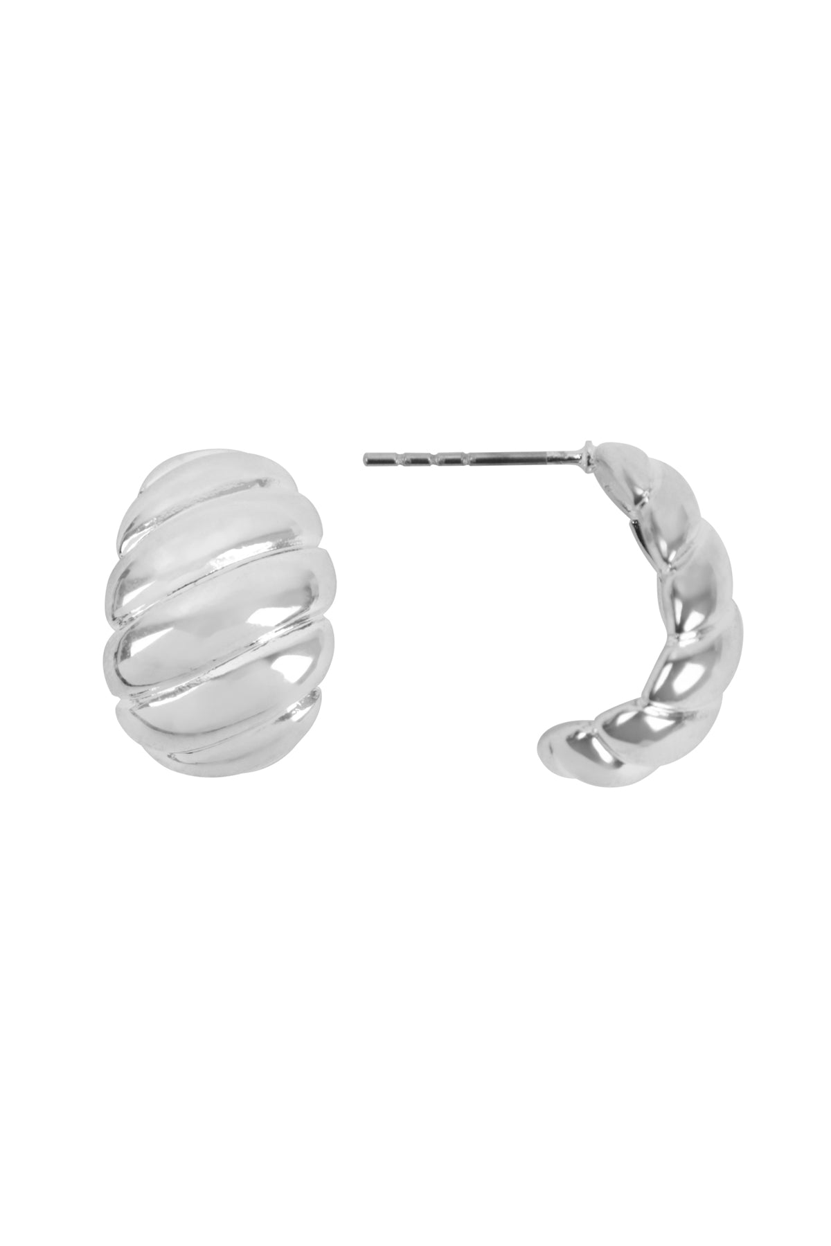 Croissant Shape Post Earrings Silver