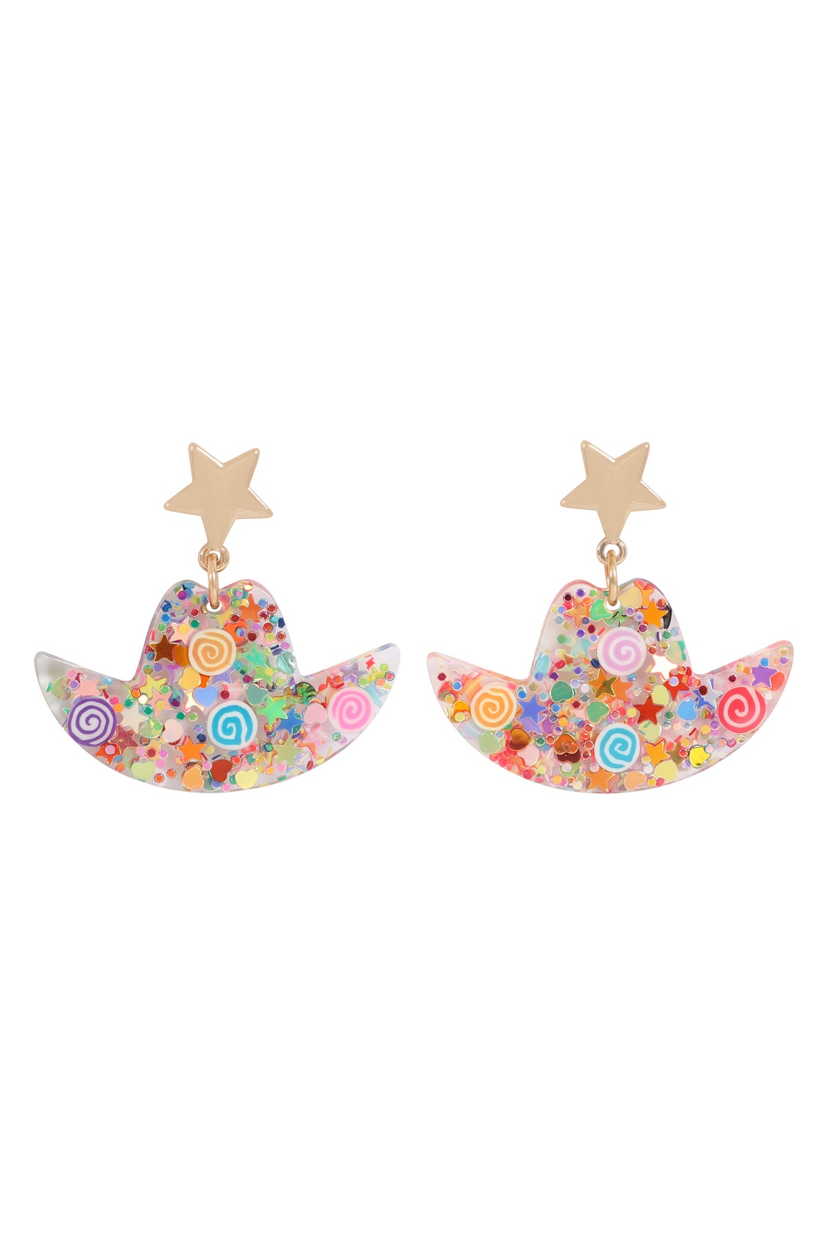 Cowboy Hat Resin Glitter Candy Stud Earring Multicolor