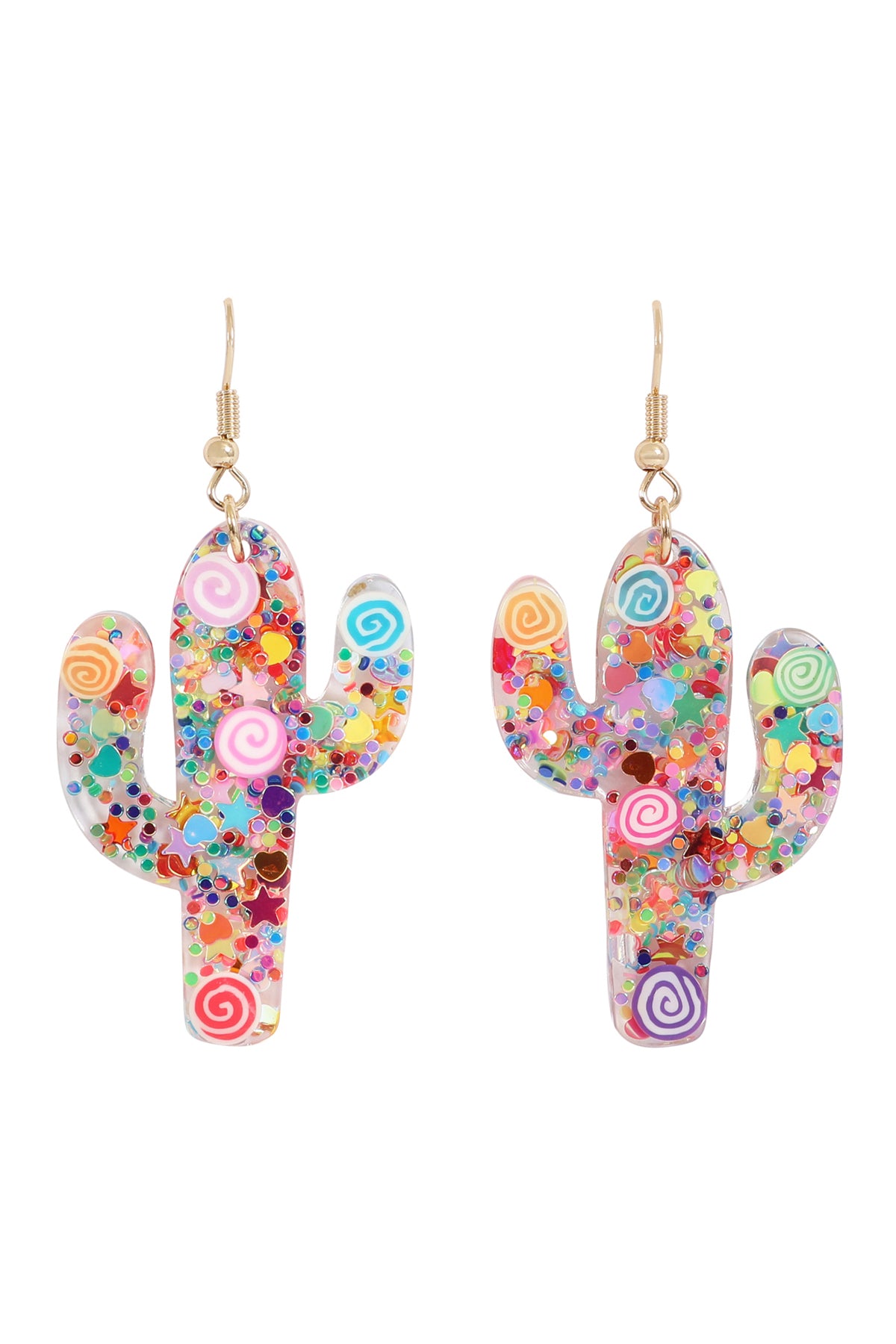 Cactus Resin Glitter Candy Stud Earrings