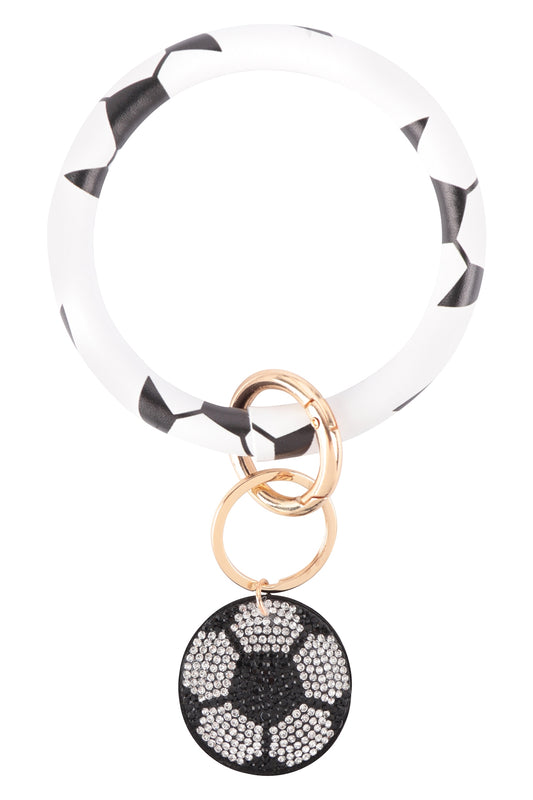 Sport Soccer Bangle Bracelet Keyring