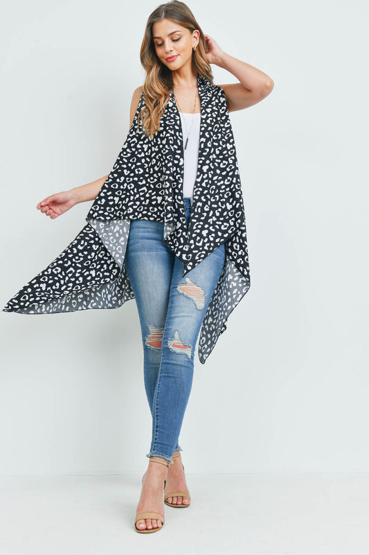 Leopard Print Open Front Kimono Vest