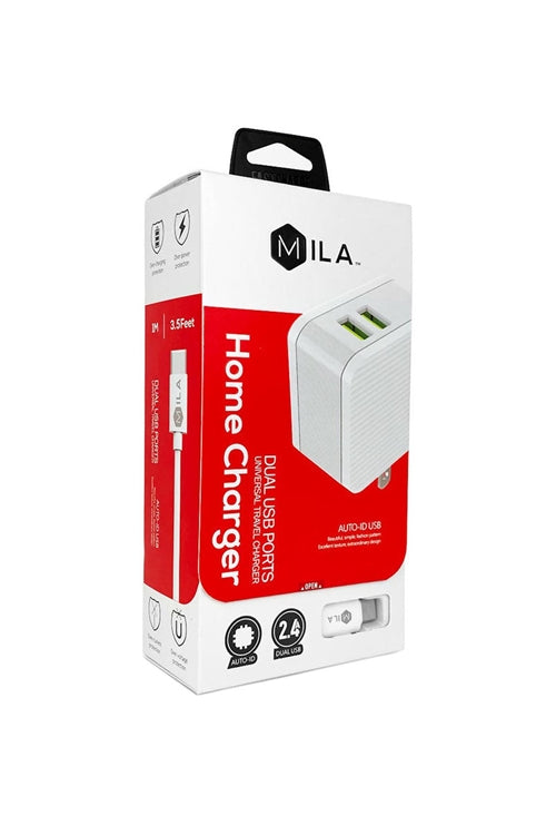 Mila / 2.4A Dual-USB Home Wall Charger With Micro USB Cable V9