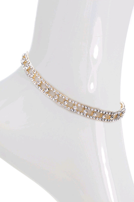 Rhinestone Railway Design Anklet