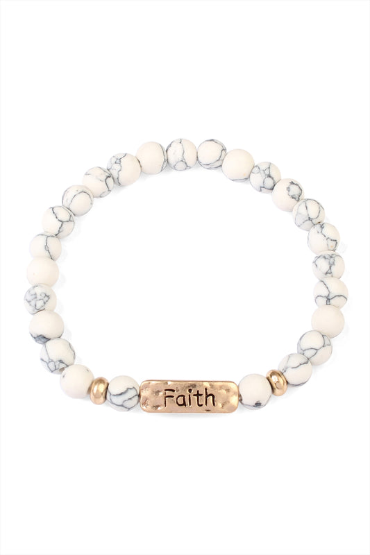 White Faith Natural Stone Stretch Bracelet