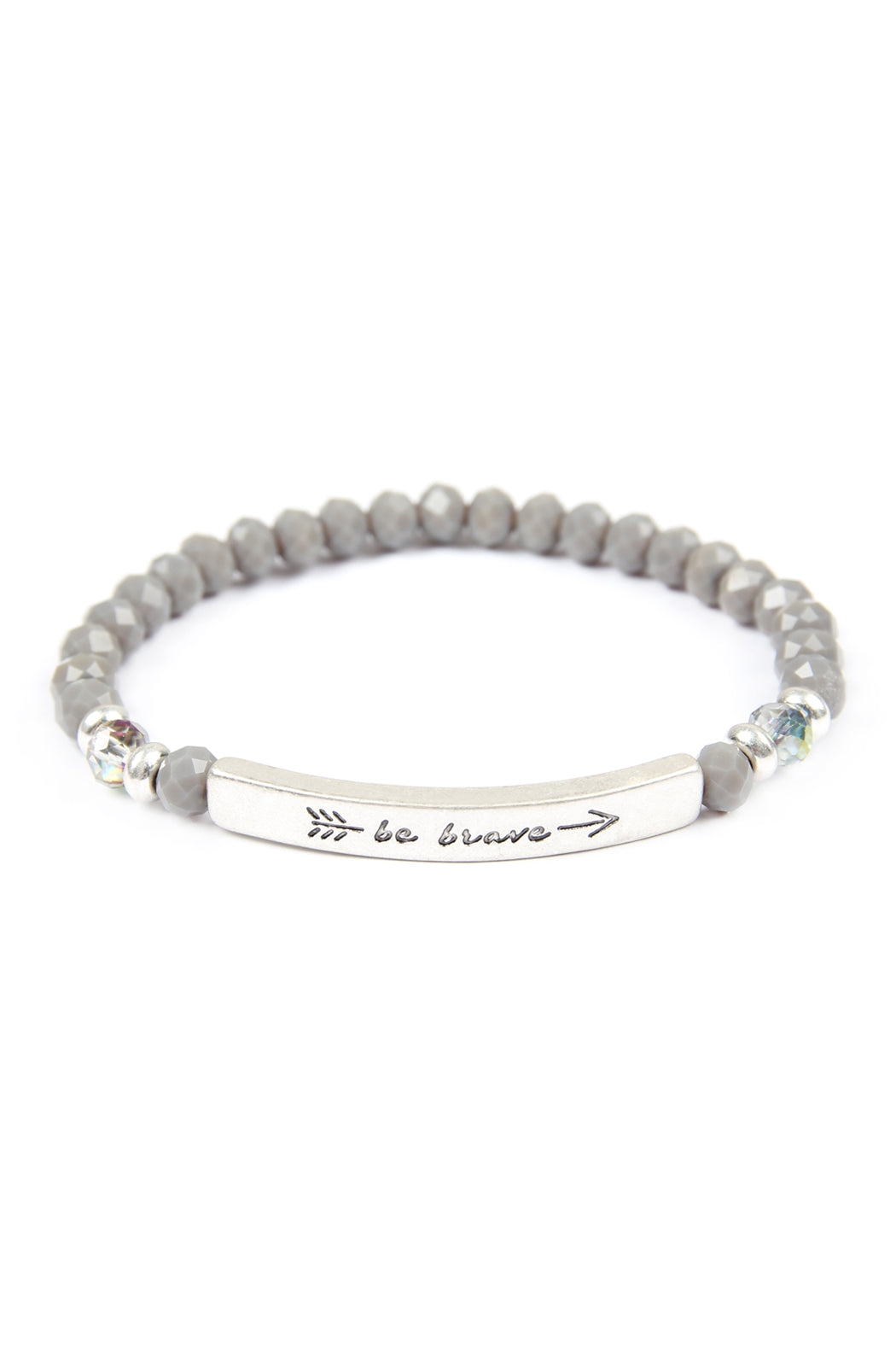 Be Brave 6mm Glass Beads Stretch Bracelet