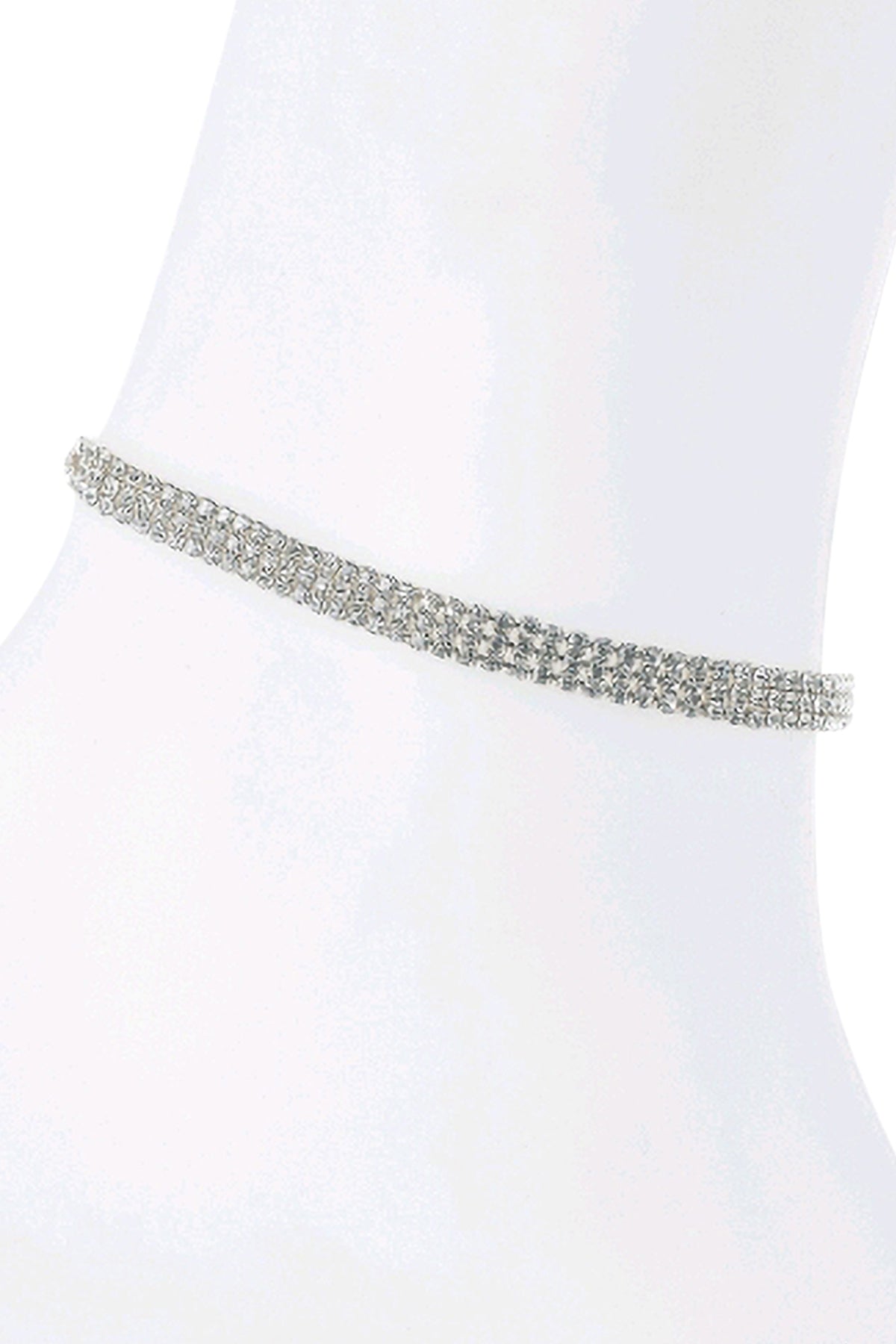 2mm Rhinestone 3 Line Anklet