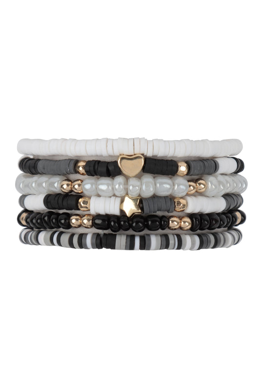 Heishi Beads Stackable Multi Layered Bracelet Set
