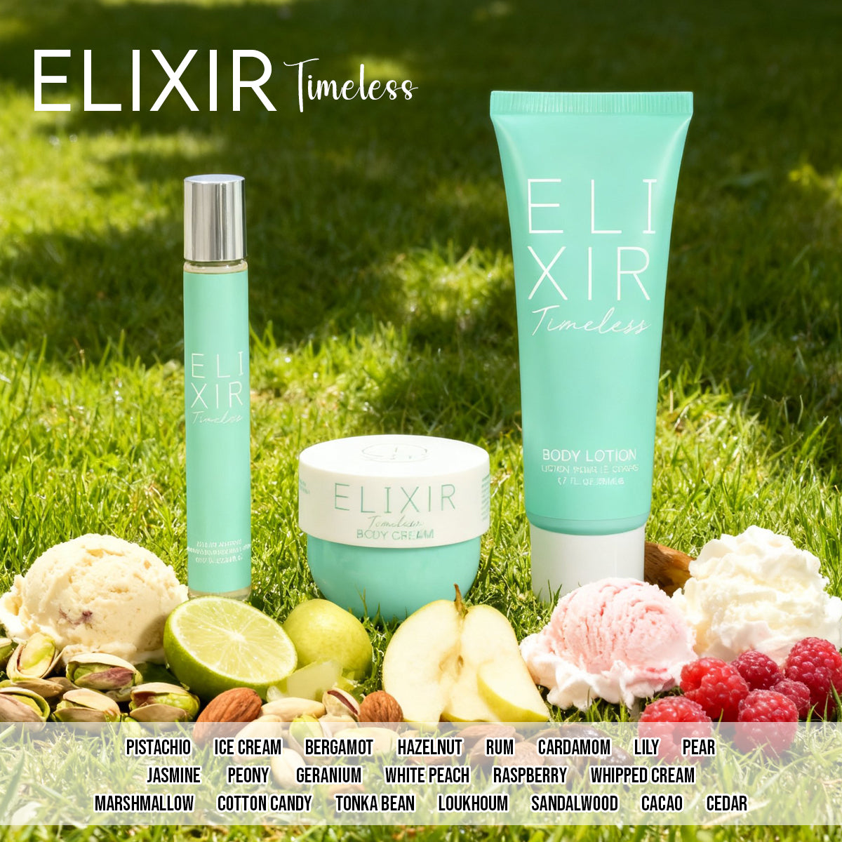 Elixir Timeless 3 Piece Perfume Gift Set For Women - Perfume Body Lotion And Body Cream 3 Packs
