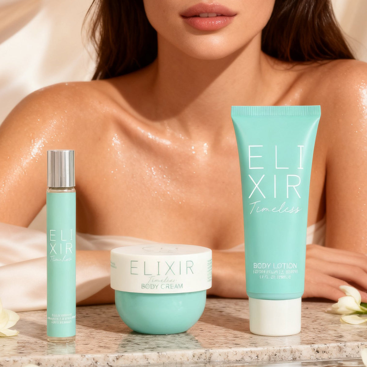 Elixir Timeless 3 Piece Perfume Gift Set For Women - Perfume Body Lotion And Body Cream 3 Packs