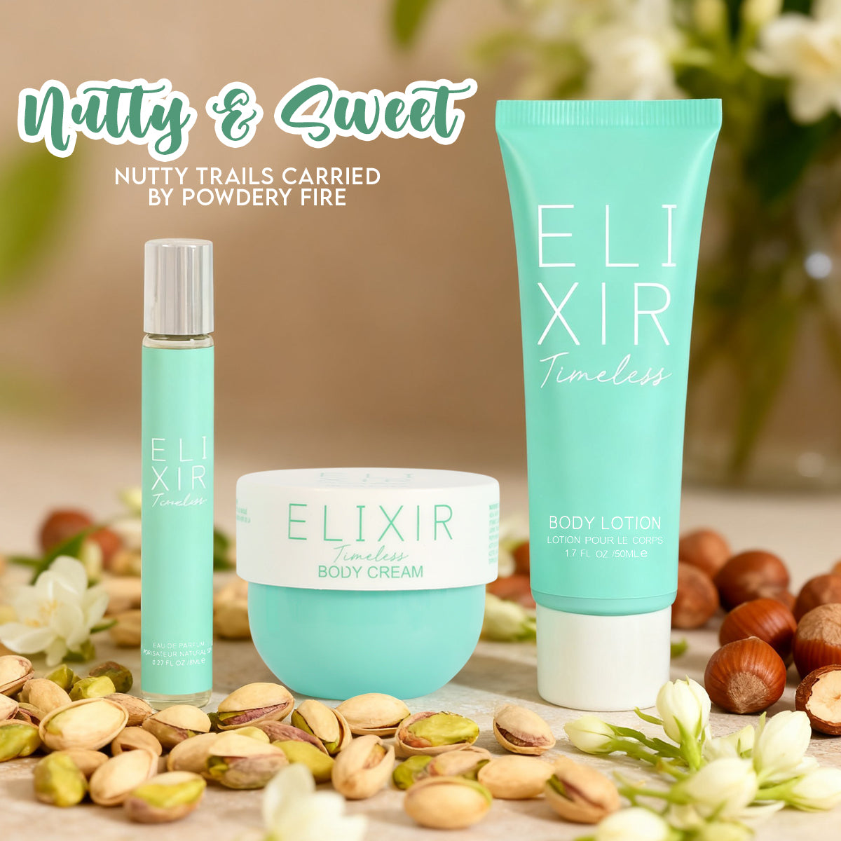 Elixir Timeless 3 Piece Perfume Gift Set For Women - Perfume Body Lotion And Body Cream 3 Packs