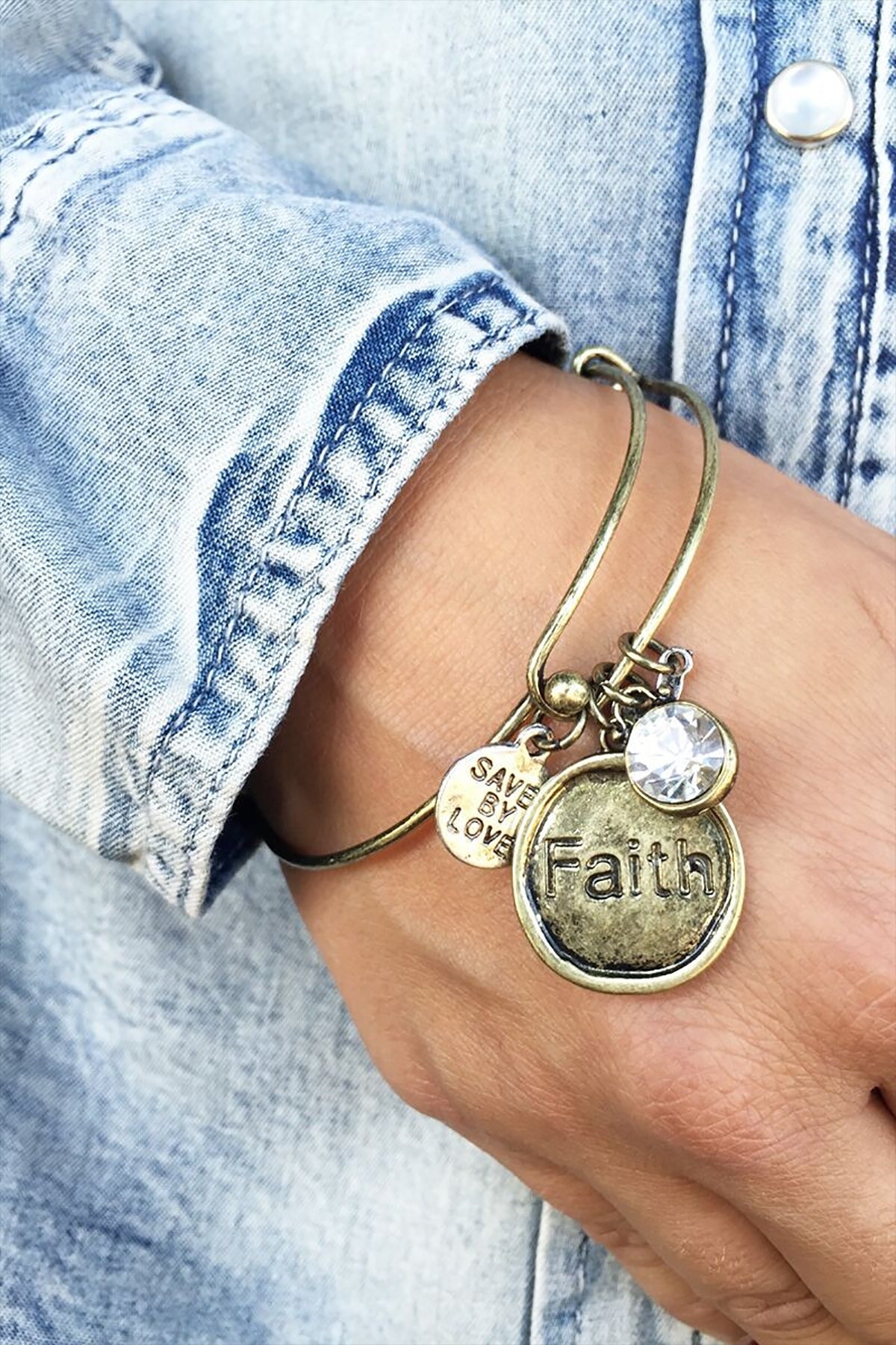 Faith Charm Bangle Bracelet