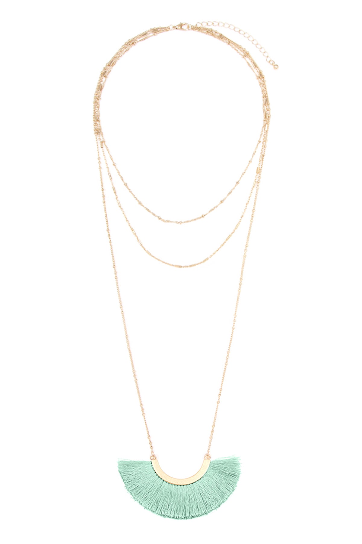 Layered Necklace With Tassel Fan Pendant
