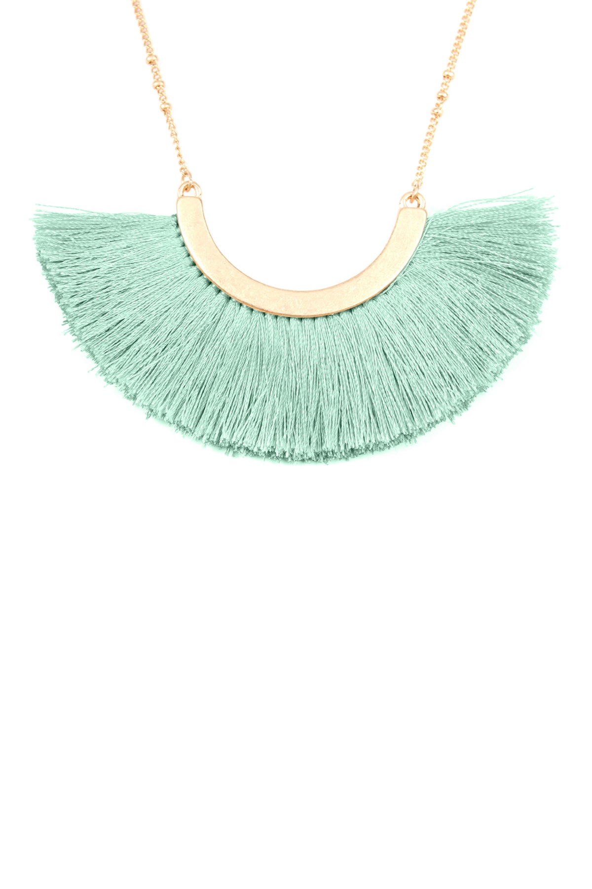 Layered Necklace With Tassel Fan Pendant