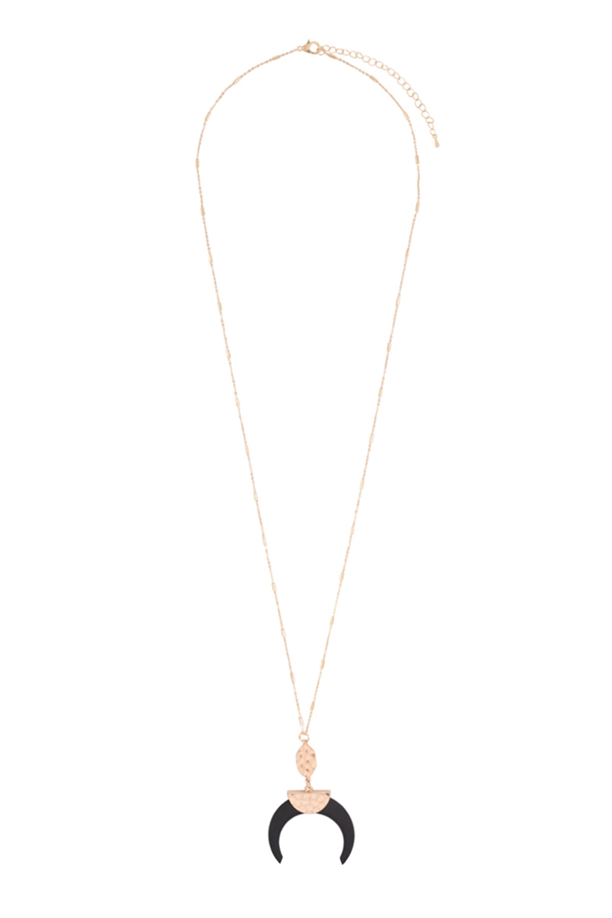 Metal With Wood Horn Necklace